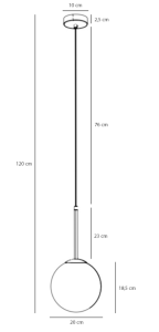 Kulista, srebrna lampa wisząca Bosso 1 MINI CHROME (20cm) 5.png