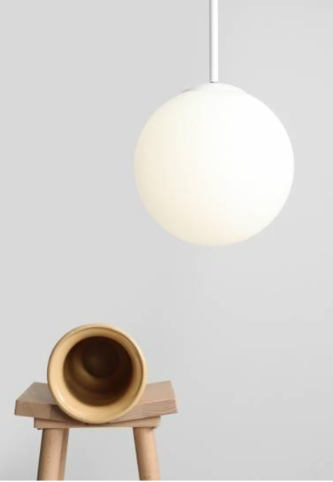 Efektowna, kulista lampa wisząca BOSSO 1 WHITE (30cm) 3.png